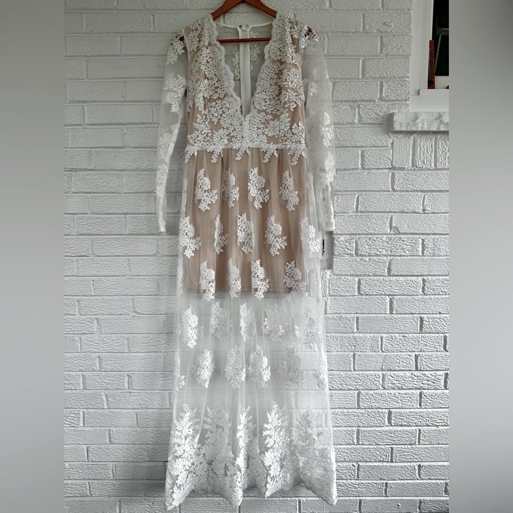 Soieblu lace, ivory and champagne, dress, size M
